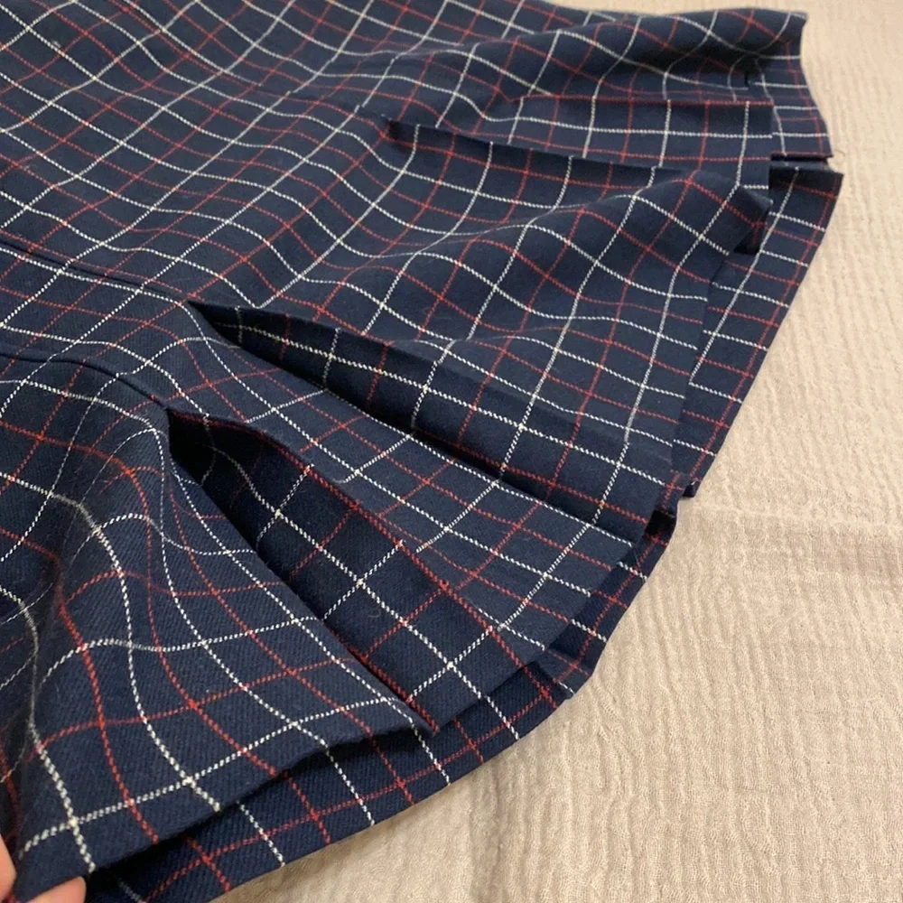Brooks Brothers Wool Navy Plaid A-Line Skirt. Size 8